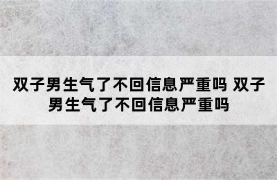 双子男生气了不回信息严重吗 双子男生气了不回信息严重吗